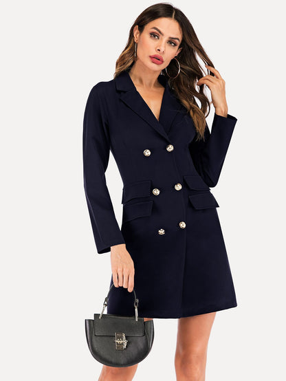 Buttoned suit fabric jacket dress