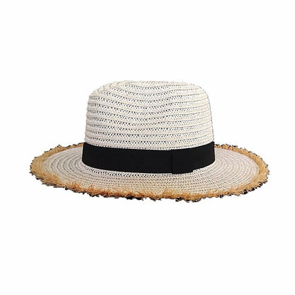 New Women Natural Wide Brim Burr Raffia Straw Hats