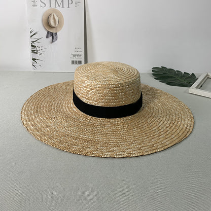 Seaside Sunshade Beach Super Large Brim Flat Top Straw Sun Hat