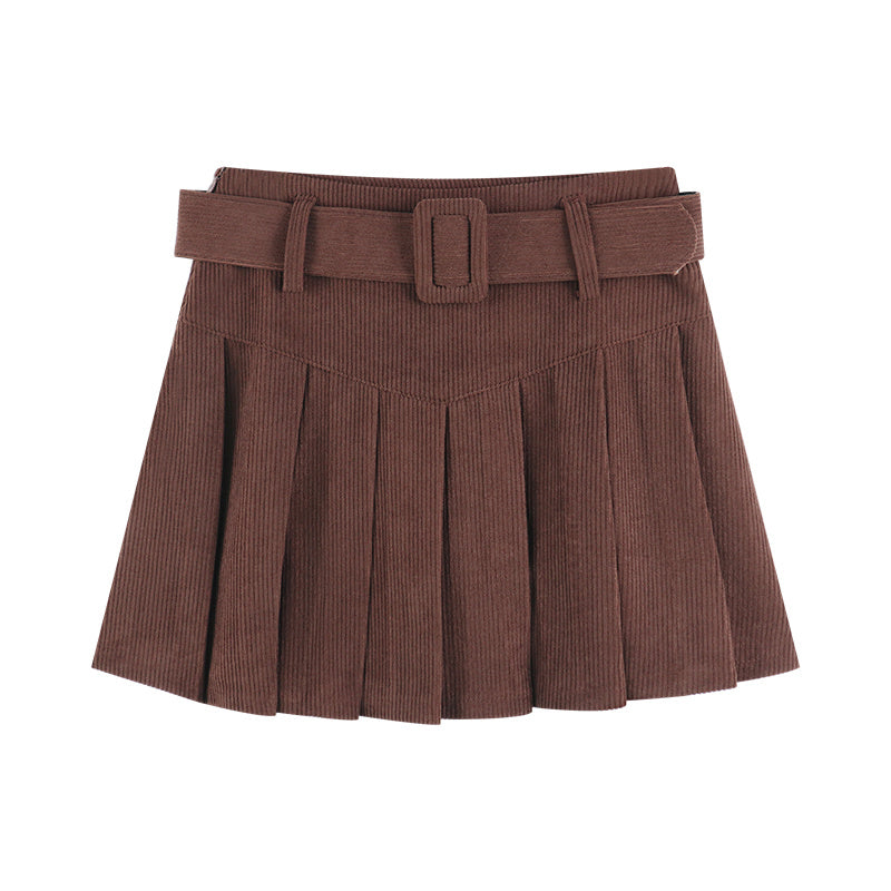 Corduroy Half Women's Autumn A-line Half Skirt Pleated Skirt