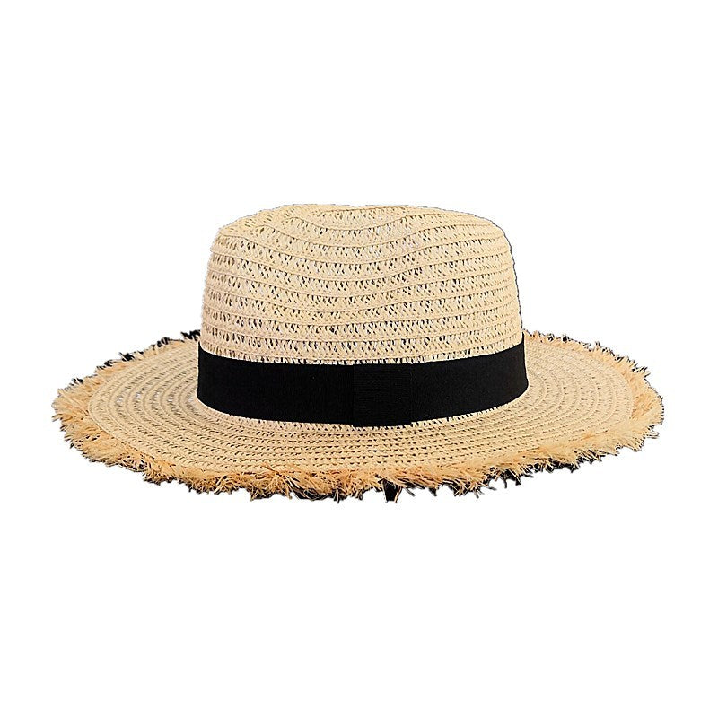 New Women Natural Wide Brim Burr Raffia Straw Hats