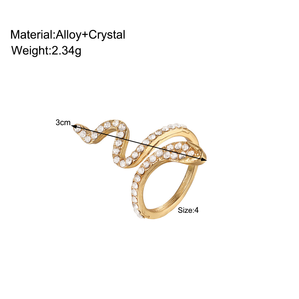Rhinestone Snake Ring For Women Special-interest Design